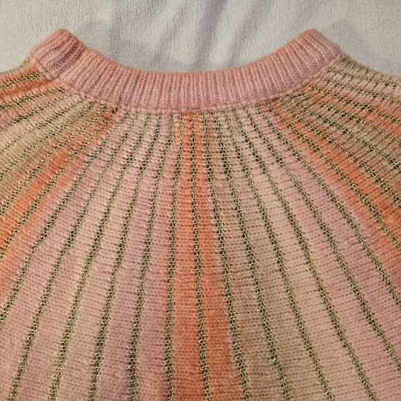Molly Bracken Med Metallic Orange Gold Pink Sherbet Ombré Batwing Sleeve Sweater - Picture 12 of 15